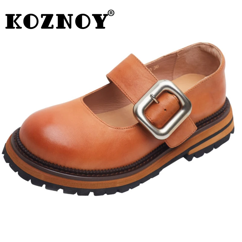 

Koznoy 3cm ROME 2024 Genuine Leather Women Summer Platform Wedge Sandals Designer Comfy Concise Fashion Buckle Mary Jane Shoes