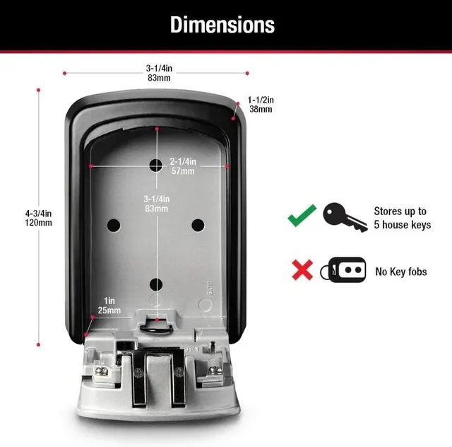 Master Lock 5401D Wall Mounted Combination Lock Hidden Key Storage Box Home Security Anti-Theft Key Safe 6