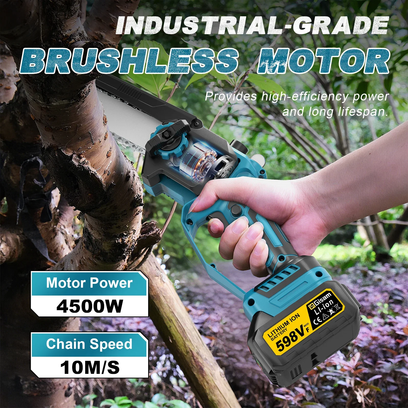 4 IN 1 Brushless Telescoping Pole Electric Chainsaw High Branch Scissor Gardenin