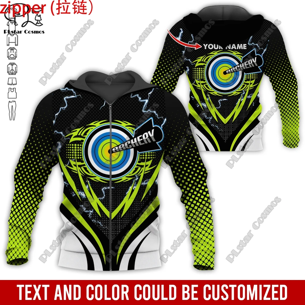 3D печать PLstar Cosmos с именем на заказ, униформа для клуба из лука, уличный стиль, забавная Женская и мужская толстовка на молнии, тренировка для стрельбы