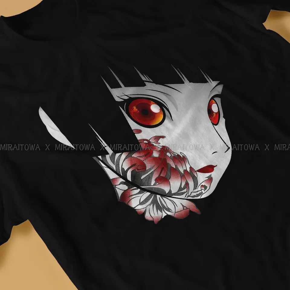 地獄少女閻魔あいアニメクルーネックtシャツ花独特男性のtシャツヒップ