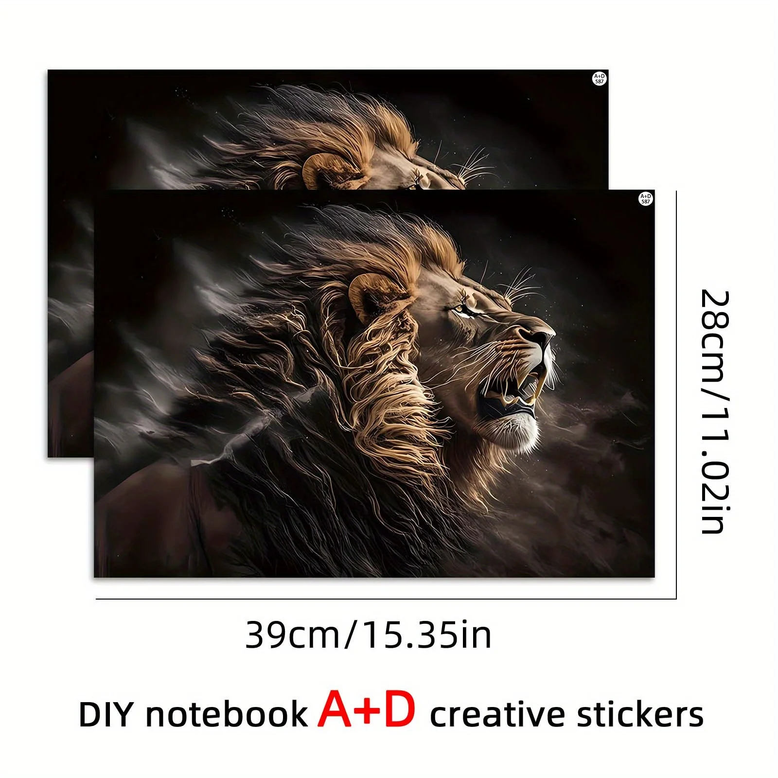 2Pcs DIY 세트 2개의 포효하는 사자 노트북 보호대, 12-15.6인치 노트북 긁힘 방지 보호 커버, 노트북에 적합