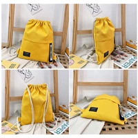 Canvas School Bag Double Shoulder Drawstring Backpack Drawstring Pocket Portable Casual Backpack Women Men Travel Backpack-A-DH - Image 6
