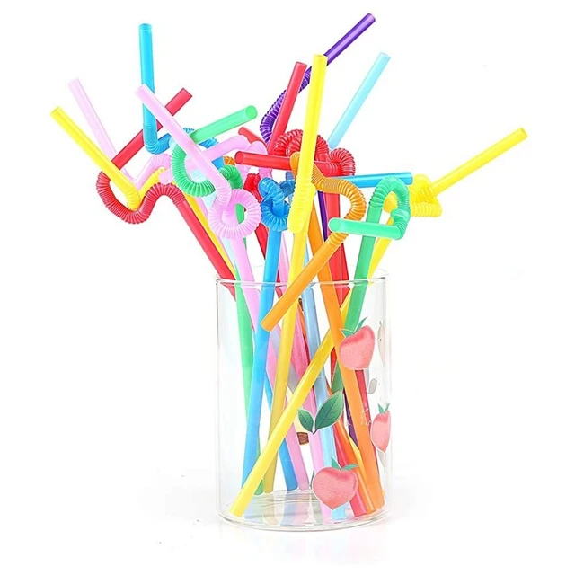 Christmas Silly Colorful Drinking Straws Reusable Santa & Bear