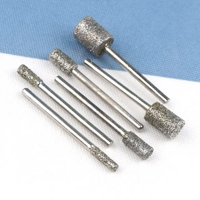 20pcs Shank Diamond Grinding Burr Wheel Drill Bit Set Tool For Dremel Rotary Kit