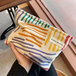 Vibrant Striped Corduroy Cosmetic & Travel Toiletry Bag (MULTI)