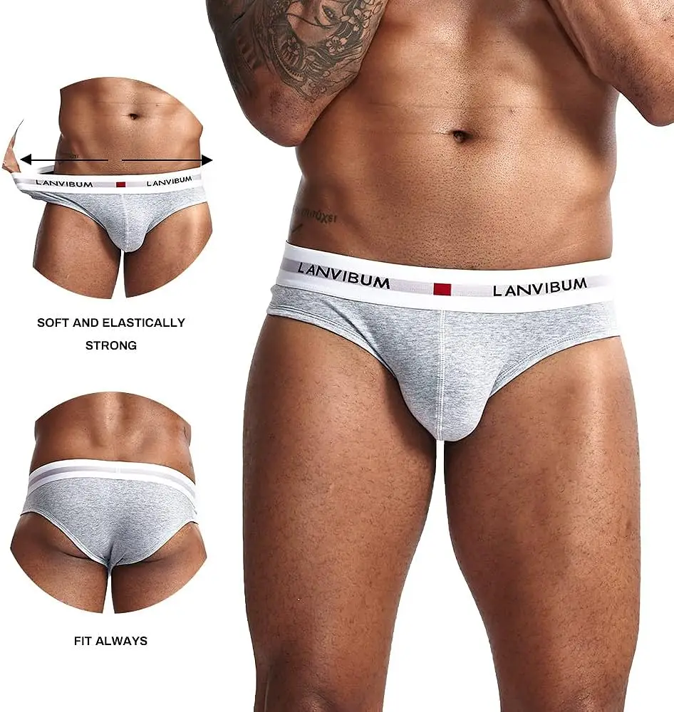 Yiailing Mens Underwear Briefs Pack Cotton Wide Waistband Summer Breathable Underpant Multipack