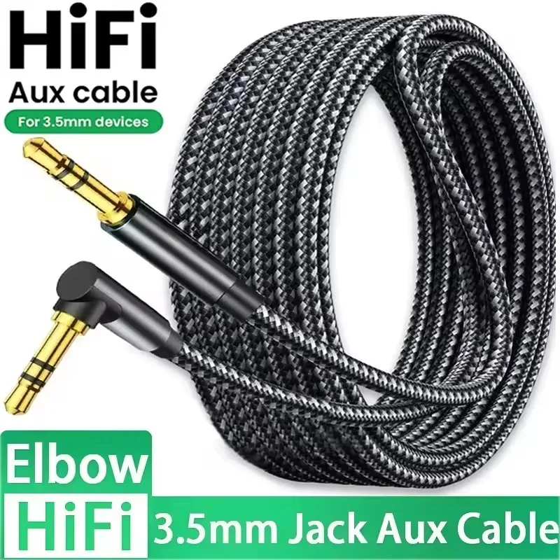 3,5-mm-Klinken-Audiokabel, 90-Grad-Winkelstück, Stecker auf geraden Stecker, Aux-HiFi-Kabel für Samsung S20, Auto-Kopfhörer, MP3/4 Aux-Kabel