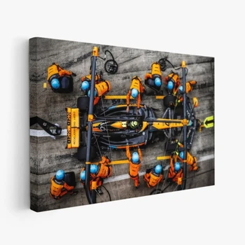 F1 Lando Norris Pit Stop Canvas Poster, MCL60 Racing Car Wall Art Print, Supercar Painting for Room Home Decor, No Frame
