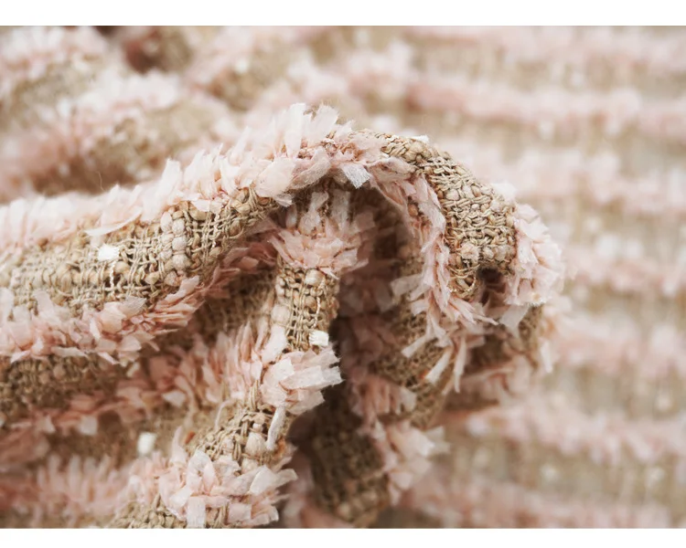 Rosa-brauner Fransen-Tweedstoff, 3D-Strukturierter Gewebter Stoff, Rohrand-Fransenmaterial für Damenmantel, Kleid, Anzug, Jacke, DIY-Nähen – Detail 5