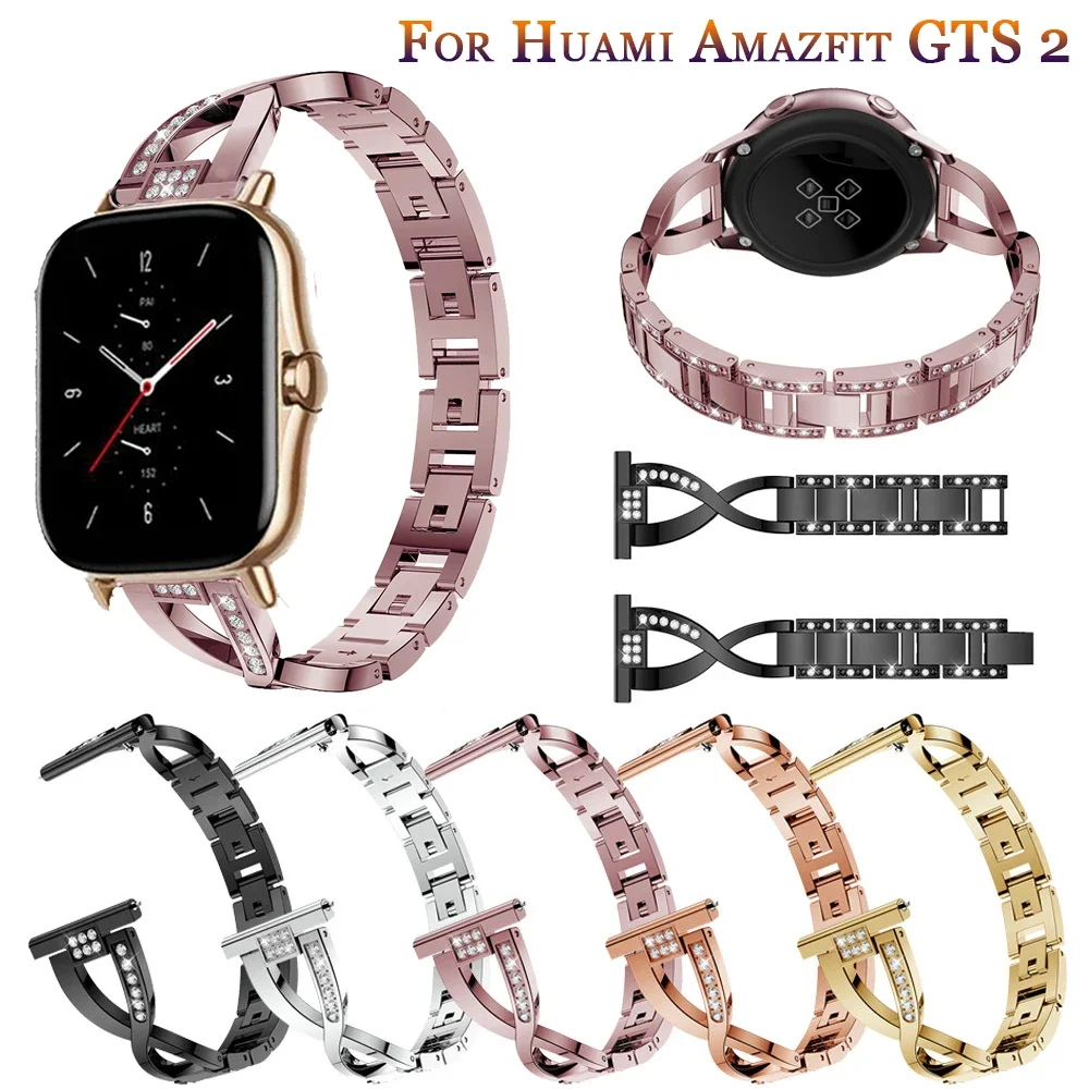 

Ремешок из нержавеющей стали для смарт-часов Huami Amazfit GTS 2/Mini, спортивный Браслет Для Xiaomi Amazfit Bip S/U / Pro / GTR