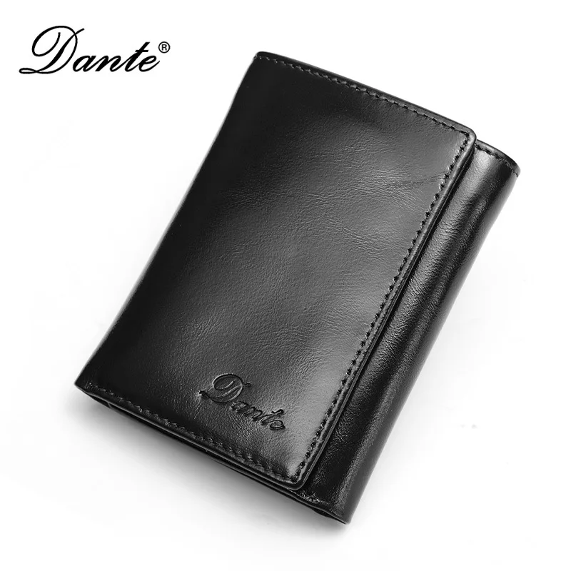Vintage Oil Waxed Genuine Leather Men's Wallet RFID Blocking Large Capacity Multi Card Slots