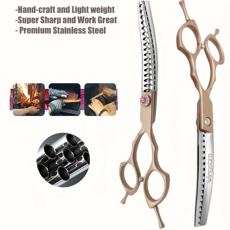 Dog Grooming Scissors 7Inch Curved V-shape Fishbone