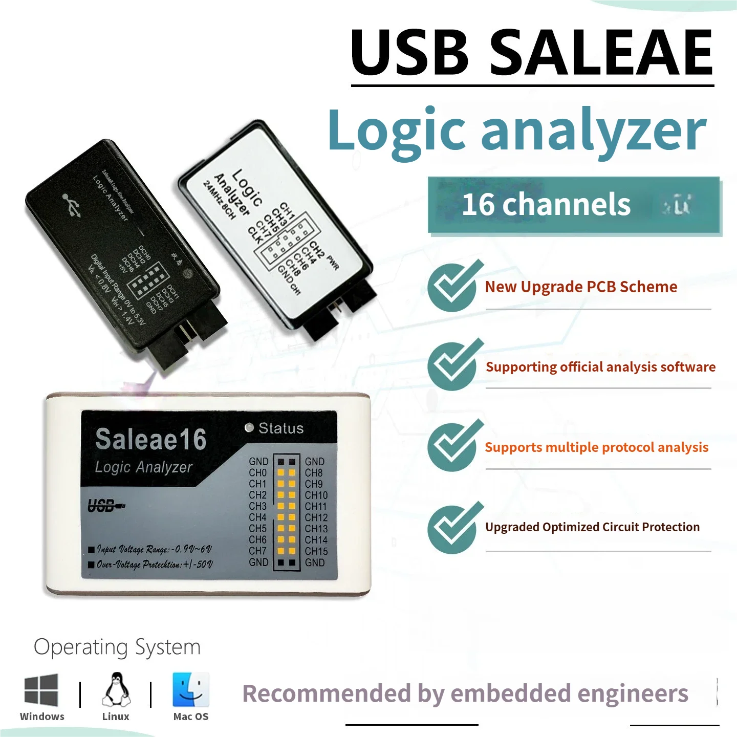 로직 분석기 ae logic16 채널 8채널 FPGA 디버깅 100M 디지털 신호 오실로스코프