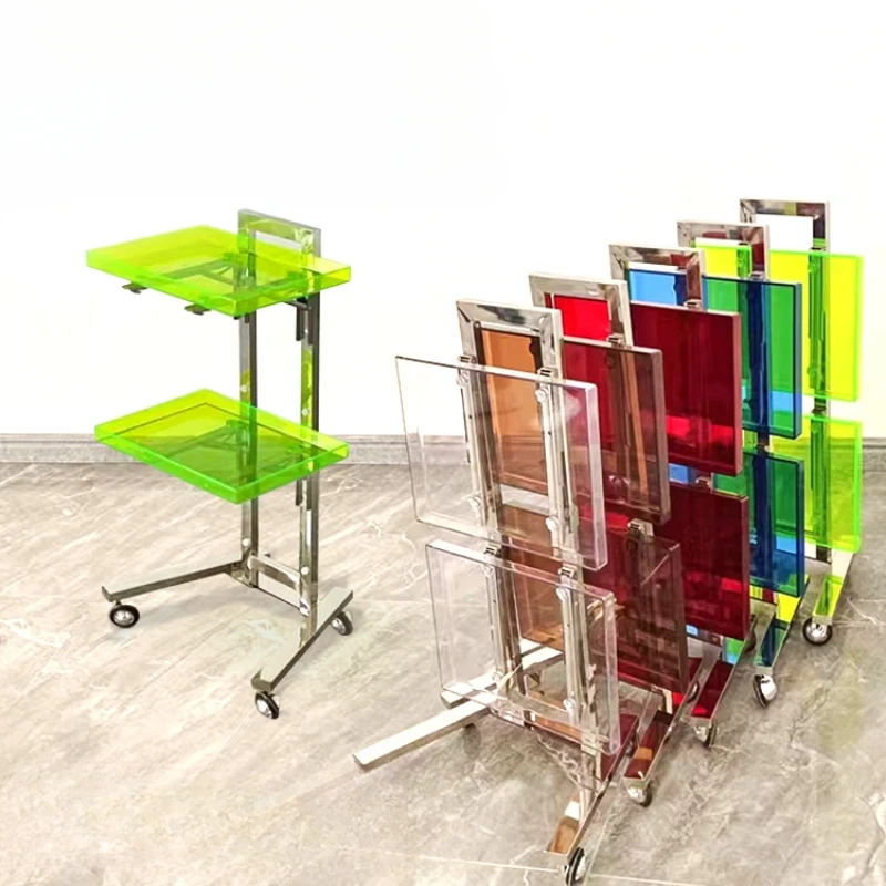Acrilico Salon Trolley Designer Utility Cosmetic Salon Trolley Beauty Manicure Wheels Wagen Mit Rollen Pretty Furniture Yn50St
