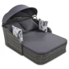 79.9" Outdoor Sunbed with Adjustable Canopy, Double lounge, PE Rattan Daybed, Gray Wicker And Cushion 3