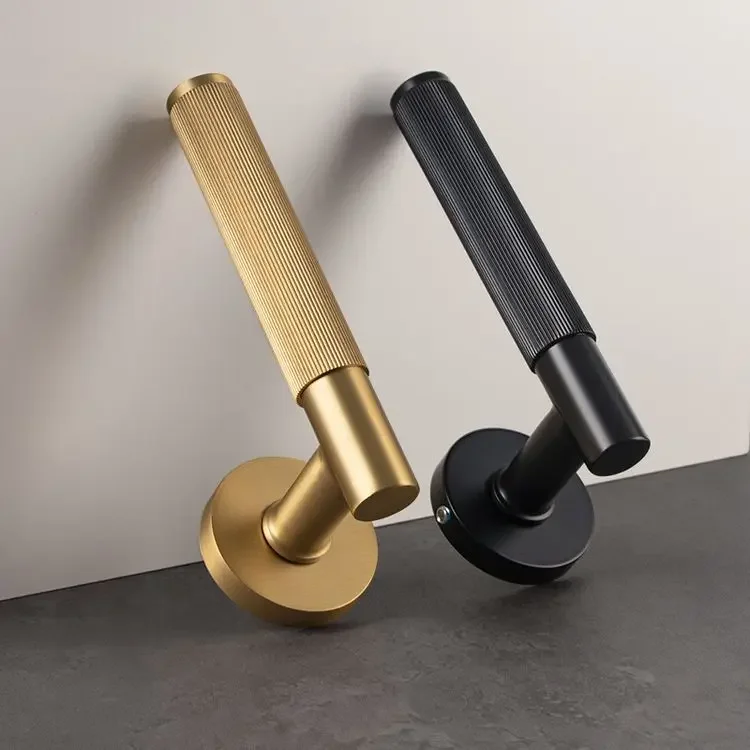 

Luxury Brass Door Handle Lock Gold Brass American Style Bedroom Wooden Silent Split Handle Door Lock Brass