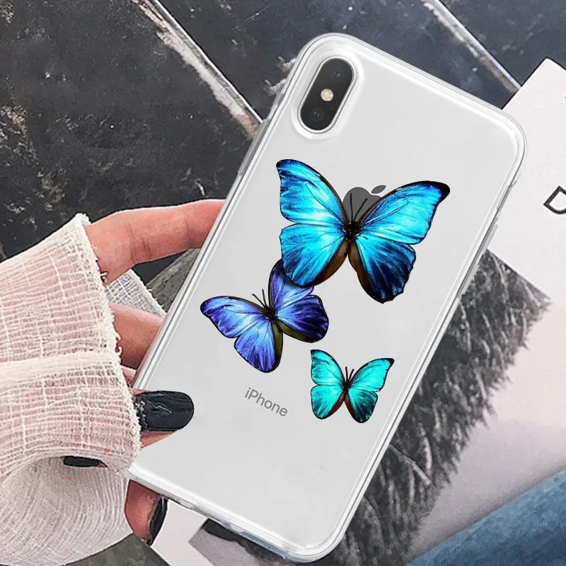 Vibrant Butterfly Transparent Soft Silicone Phone Cover