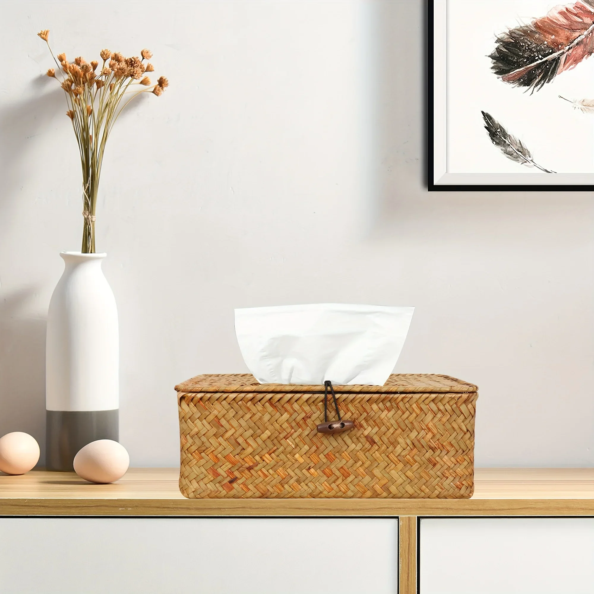 1pc Simple Tissue Box, Napkin Dispenser Container, Tissue Holder With Cover, Tissue Storage Box For Bathroom Living Room Bedroom 6
