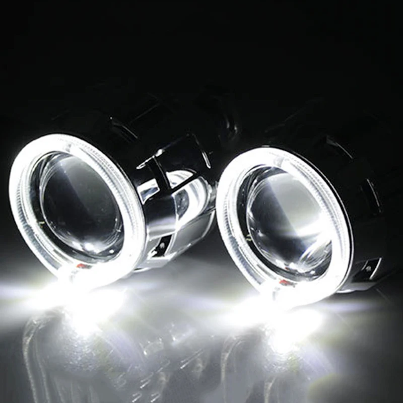 2PCS LED 자동차 엔젤 아이 80mm 가이드 라이트 엔젤 아이 헤드라이트 링 자동차 라이트 사운드 시스템 개조 엔젤 아이 듀얼 라이트 렌즈