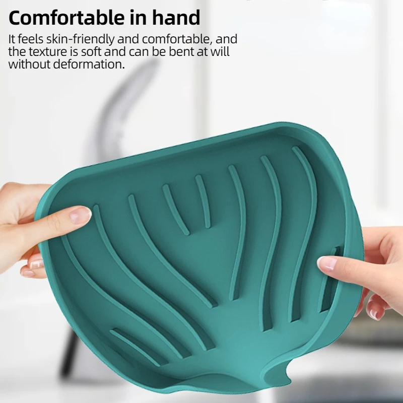 Silicone Soap Tray Self-Draining Soap Pad Multifunctional No-Punch Sink Tray Storage Rack for Bathroom and Kitchen Supplies 3