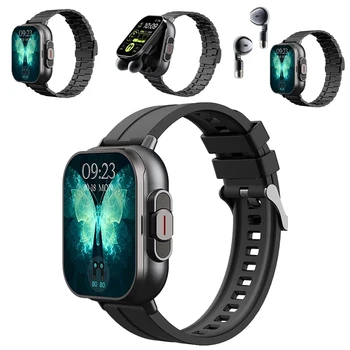 2 IN 1 Smart Watch Wireless Earbuds 2.01inch Screen BT Music Heart Rate Sports Assistant D8PRO Smartwatch with Silicone Sleeve 1