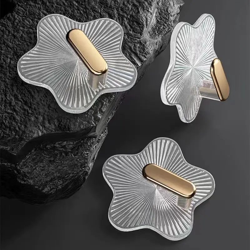 1/3/5pcs gold-plated star and shell punch-free hook, waterproof kitchen bathroom high load bearing, multi-functional door sticky 6