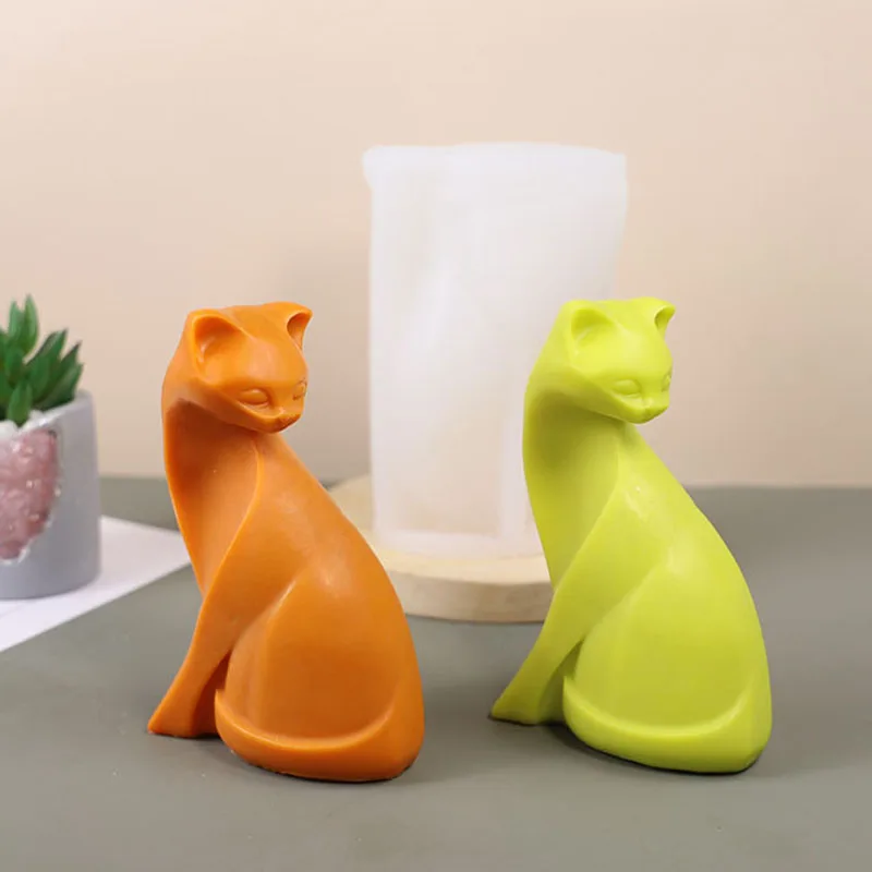 Nordic Abstract Cat Candle Silicone Mold 3D Handmade Artwork Aromatherapy Candle Gypsum Resin Mould Craft Home Decor Gift