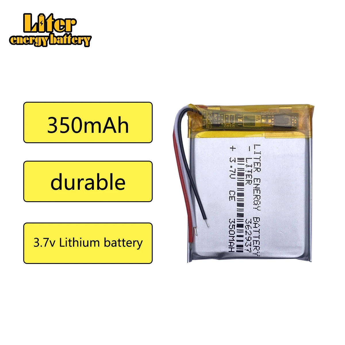 3 line Polymer lithium ion battery 3.7 V, 362937 350mah can be CE FCC ROHS MSDS quality certification