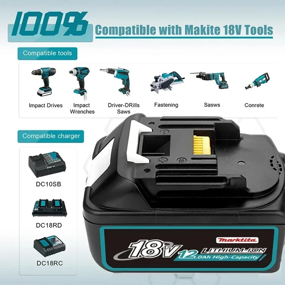 

Original 18V 12000mah Battery 18650 Lithium-ion Cell Suitable For Makita Electric Tool BL1830 BL1850 BL1860 Fast Delivery