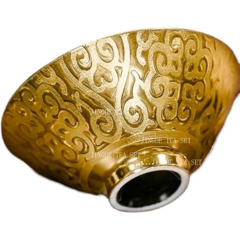 75ml Gilded Master's Cup Household Chinese Style Bamboo Hat Tea Cup Kungfu Tea Set Drinking Utensils Tea Ceremony Accessories