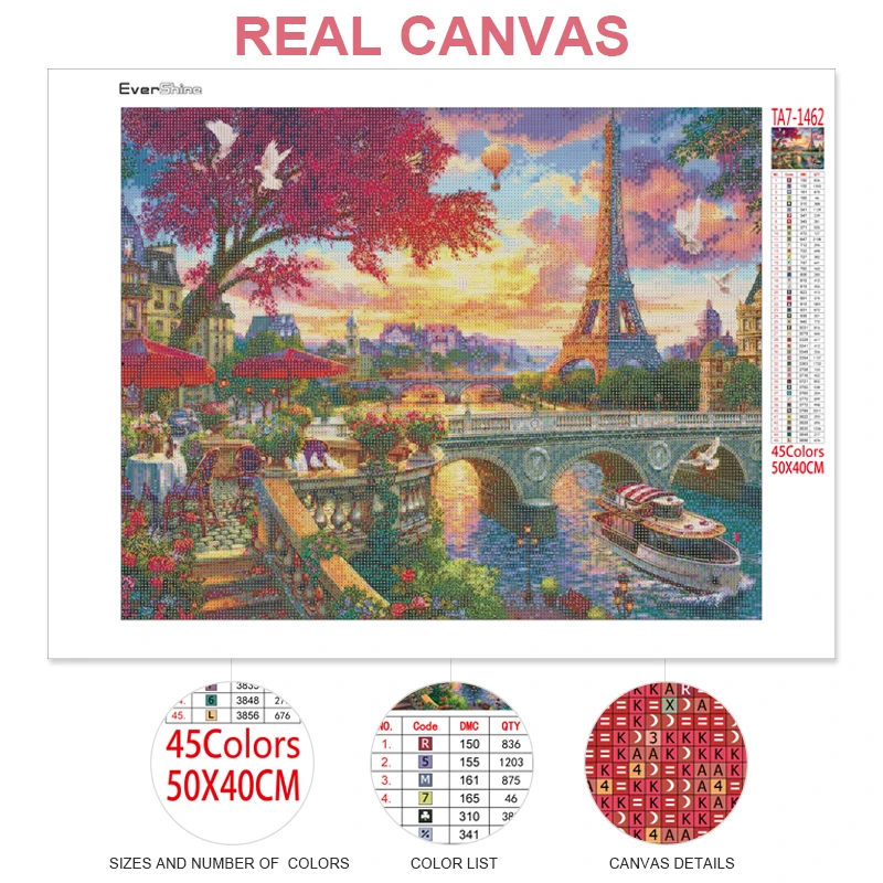 Evershine 5D Diamond Painting Full Square City Diamond Mosaic Landscape Paris Cross Stitch Picture Rhinestone Art Home Decor diamond painting diamond painting accessories