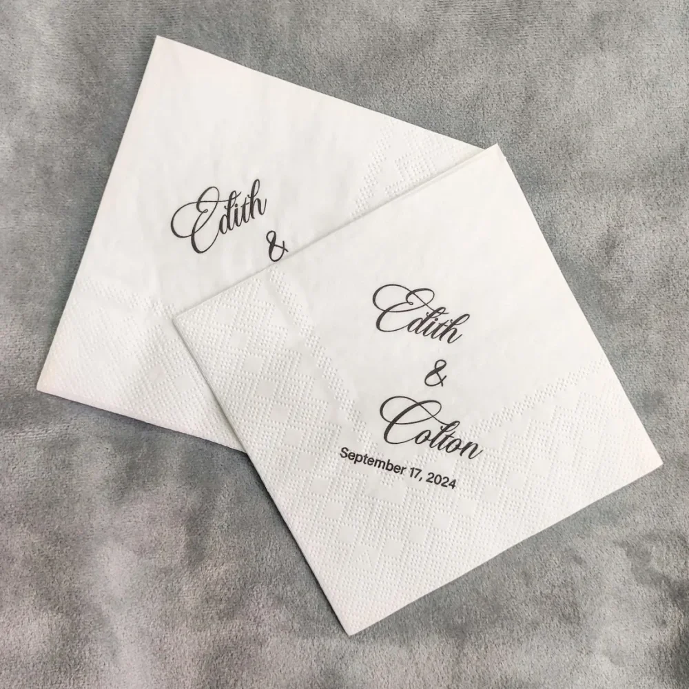 50 pcs Wedding Cocktail Napkins,Engagement Cocktail Napkins,Wedding Reception Napkins,Rehearsal Dinner,Engagement Party