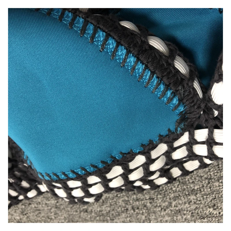 Female Swimwear Crochet Elastic Bikini Set Handmade Crochet Patchwork Swimsuit Knit Biquini