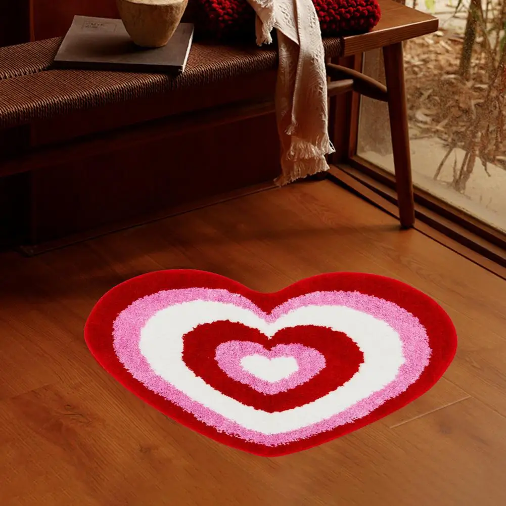 NonslipBathroomRugRedHeartBathMatValentinesDayHeartshaped