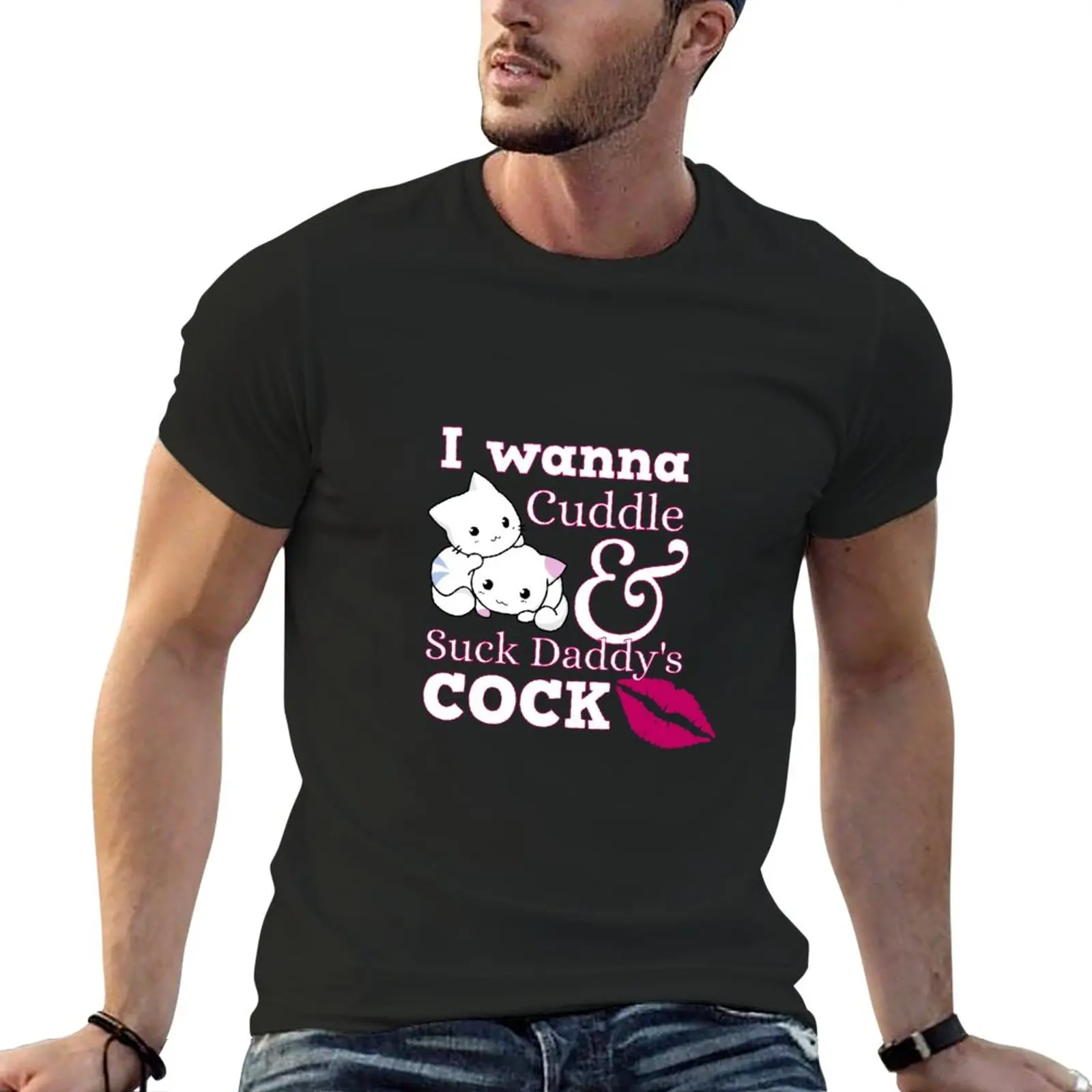 New I Wanna Cuddle Cute Ddlg Clothes Abdl Bdsm Daddy Dom Kinky T-Shirt Short t-shirt Blouse mens clothing