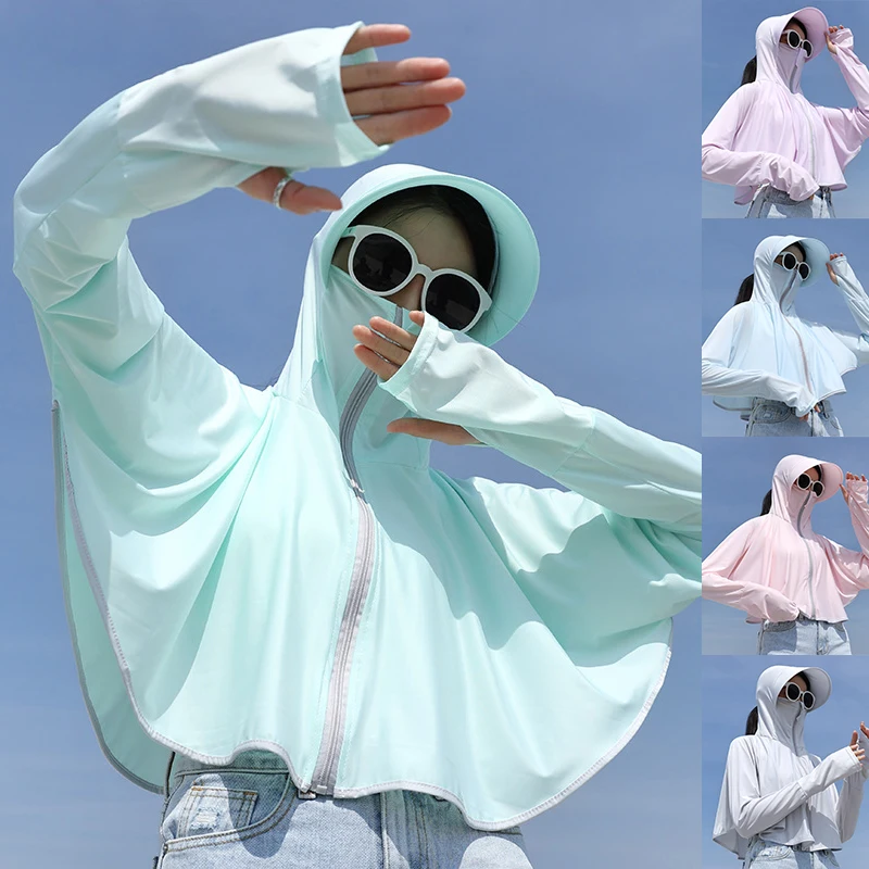 

Hiking Jacket Outdoor Tops Sun Protection Clothing UV Protection Coat Riding Hat Loose Fashion Zipper Solid Breathable Clothing