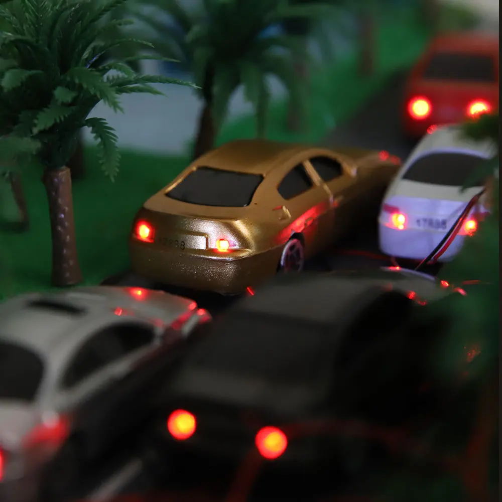 HO TT N Scale Model vehicle  Illuminated Cars with 12V LED Lights for Building Layout 4