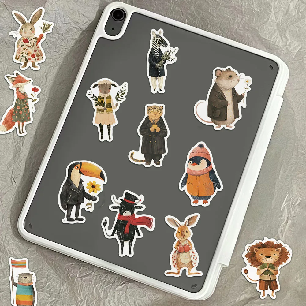50PCS Cartoon Retro Handgezeichnete Tier Aufkleber Kreative Laptop Telefon Fällen Handbücher Dekorative Aufkleber – Detail 6