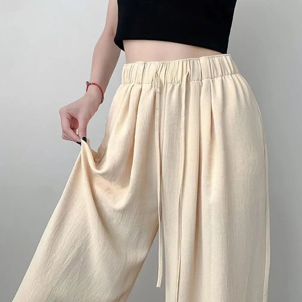 Women’s ice silk high waist wide leg loose summer trousers 36523