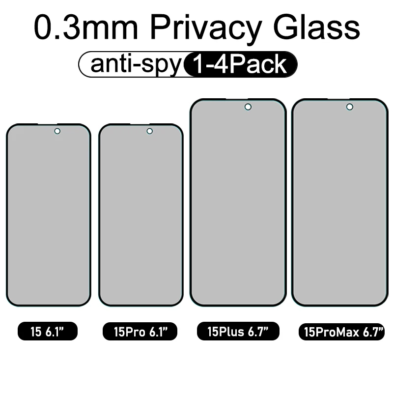 Pellicola Salvaschermo Anti-Spia Da 1-4 Pezzi Per Iphone 15 Iphone 15Pro 6.1 ''Vetro Temperato Privacy Per Iphone 15 Pro Max/15Plus 6.7''