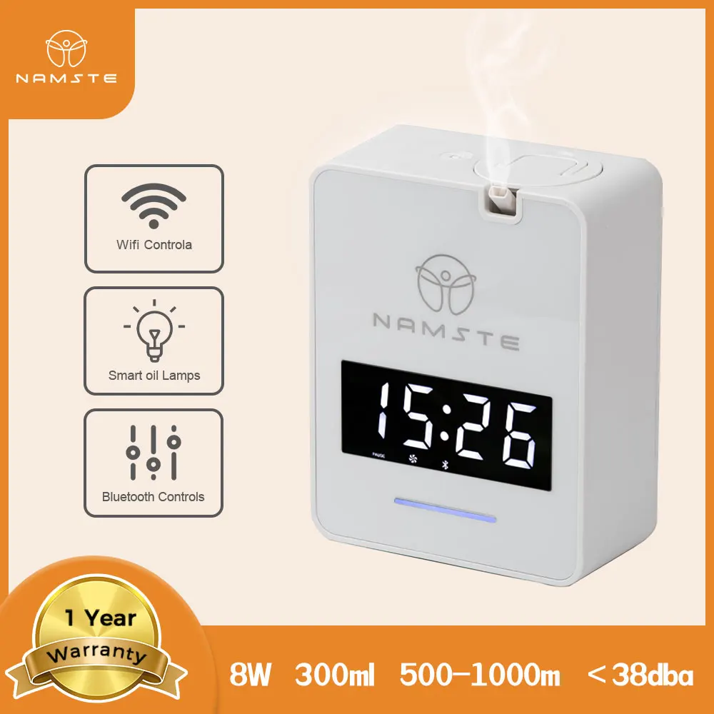 Namste Home Perfume Aroma Difusor Lâmpada de Óleo Inteligente Wifi Bluetooth Oásis Aromático Elétrico Ventilador Embutido 1000m ³ Purificador de ar 300ml