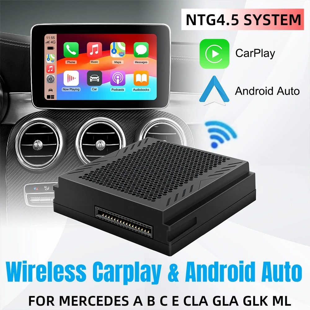 

Wireless Carplay AI BOX Suitable For Mercedes Benz A B C E CLA GLA GLK ML Sprinter NTG4.5 Becker Module Android Auto Navigation