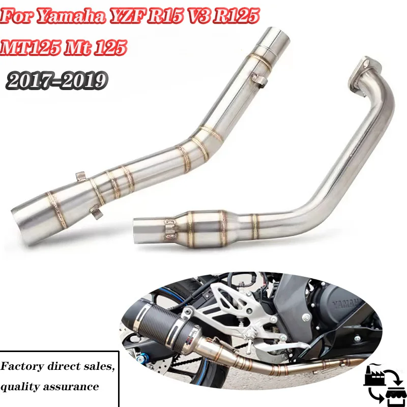 

For Yamaha YZF R15 V3 R125 MT125 Mt 125 2017-2019 Motorcycle Exhaust System Escape Moto Modified Front Link Pipe With Catalyst
