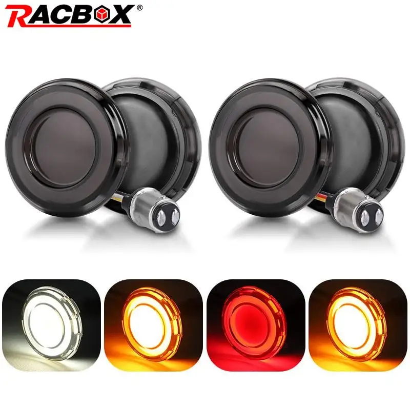 Smoky Lens Motorcycle Turn Signal Light 1157 Plug LED Direction Marker Lamp For Chopper Dirt Bike Scooter Cafe Racer Day Running