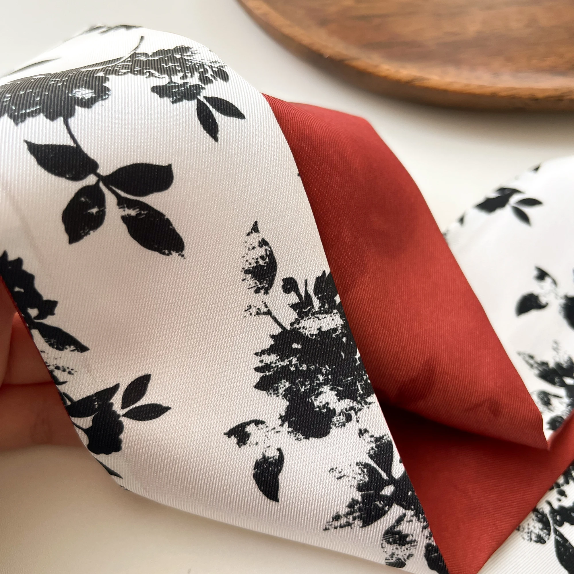 Europe 2024 Fashion New National Style Small Nroken Flower Women's Decorative Twill Binding Bag Handle Silk Scarf Ribbon Scarf 6