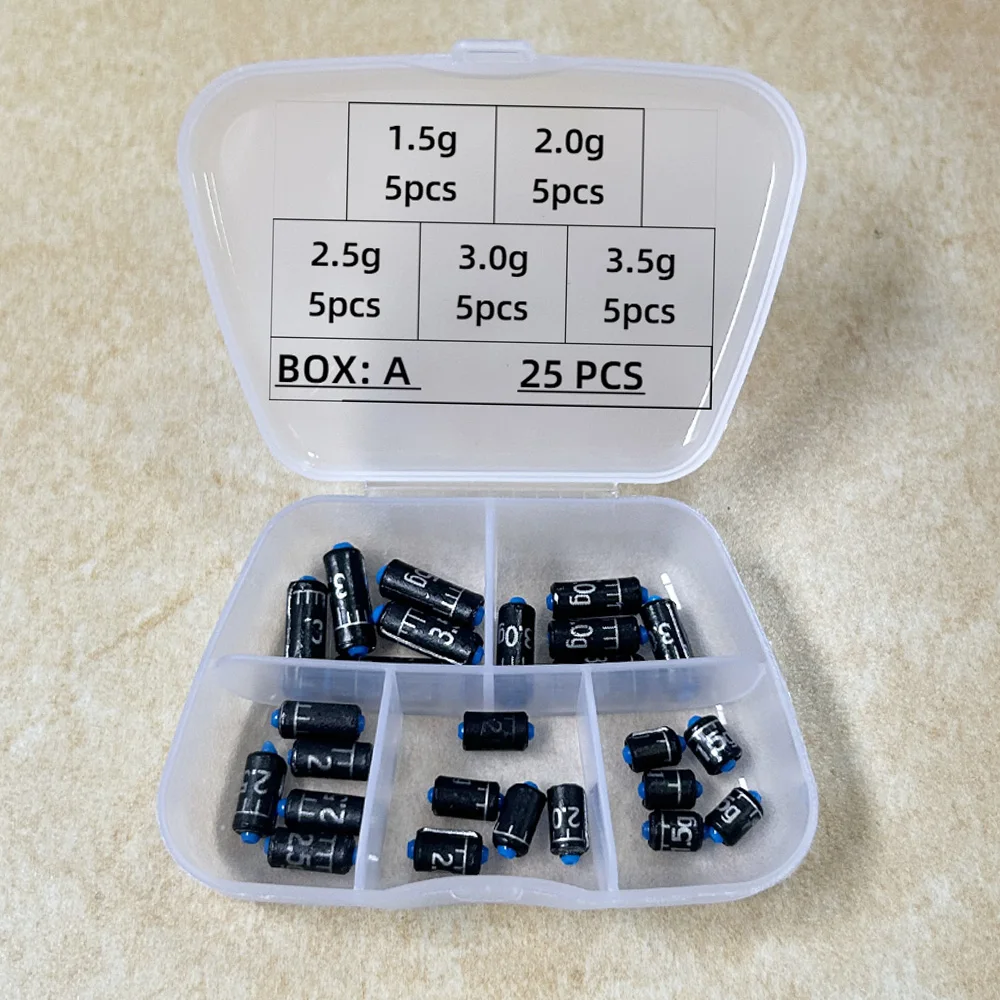Lead Sinker Fishing Ruler Set - Quick Replace Weight Sinkers (1.5g-5.0g) - 25-130 pcs/box
