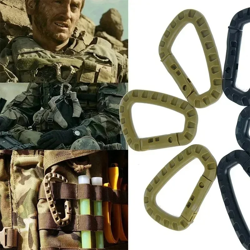 4Pcs Tactical Plastic Steel Quick Hook Webbing Grimlock Lock Keychain Carabiner, Outdoor Backpack Karabiner Buckle, Carabiner Clips, Keychain Carabiner