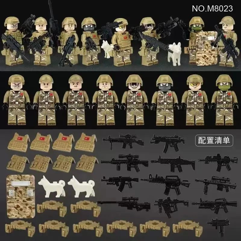 키워드 빌딩 블록 위장 사막 야외 활동가 피규어 낙타 기병대 장난감 특수부대 미니 피규어 휴머노이드 생일 선물