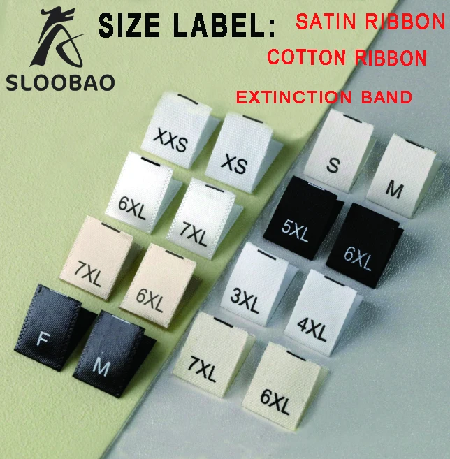 Description Picture 2 of item100pcs/lot FreeShipping Garment WoodenLockMachin Satin Woven Size Labels With Cut And Fold (XS-XXXL) Soft Clothing/Scarf Tags